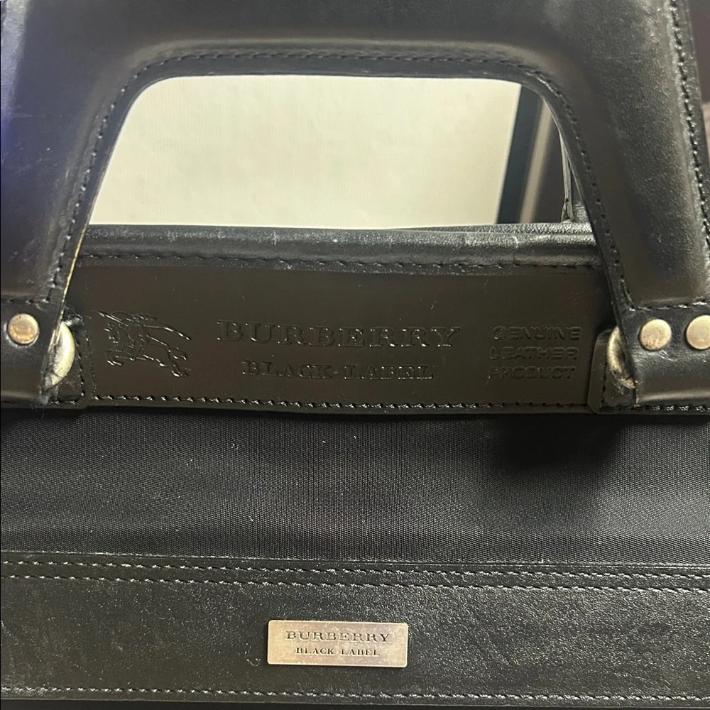 Burberry Black Leather Briefcase with Top Handles Dunhill Wallet set Rare